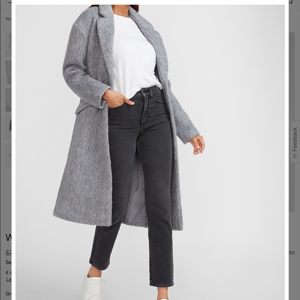 EXPRESS gray wool long car coat XS